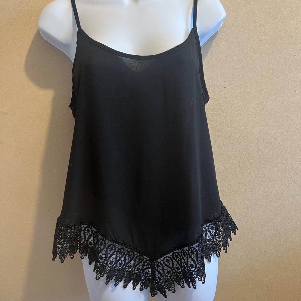 Nella Fantasia Black Asymmetrical Embellished Camisole